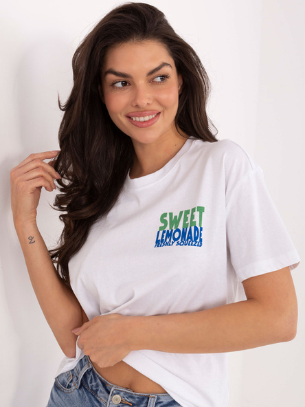 Biało-żółty t-shirt z wypukłym nadrukiem SUBLEVEL