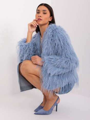 Szaro-niebieska kurtka przejściowa z zapięciem