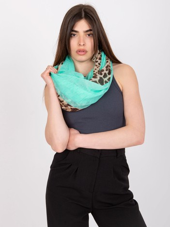 Miętowa chusta z printem w panterkę