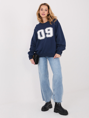 Granatowa damska bluza oversize z bawełny