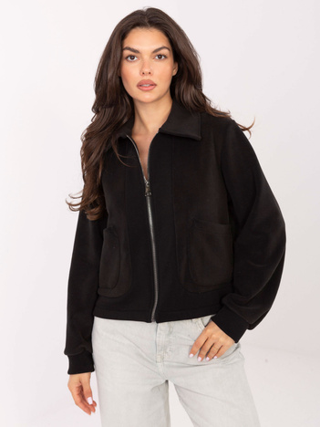 Czarna polarowa kurtka z kołnierzykiem