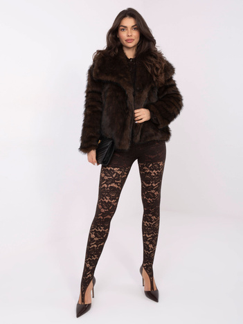 Brązowe koronkowe legginsy z zakładką na palec