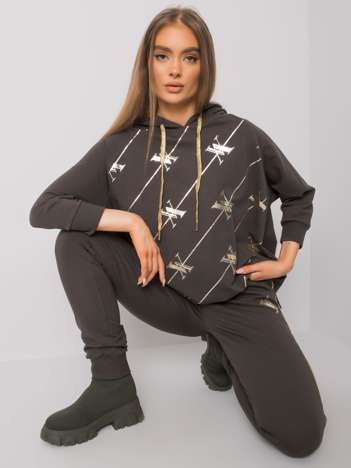 Ciemny khaki komplet dwuczęściowy z printem Cliffton