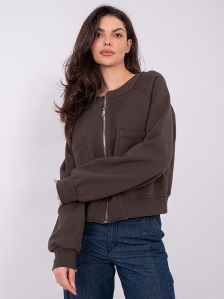 Czekoladowa rozpinana bluza z kieszeniami