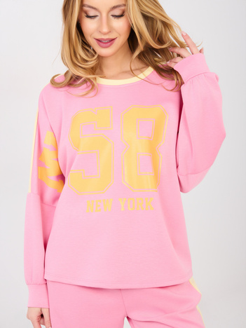 Różowa damska bluza oversize z nadrukiem RUE PARIS