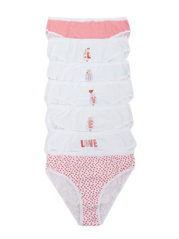 Biało-czerwone bawełniane majtki z nadrukiem 7-pak