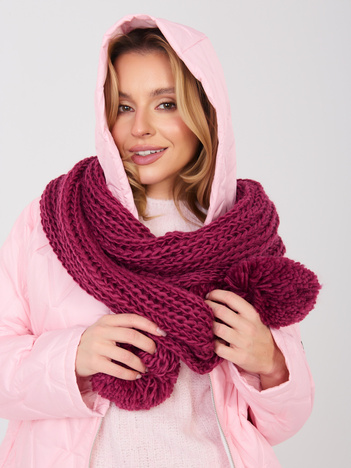 Burgundowy długi szal damski