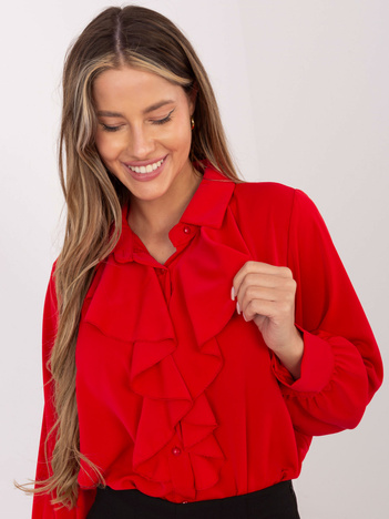 Czerwona rozpinana koszula z kołnierzykiem