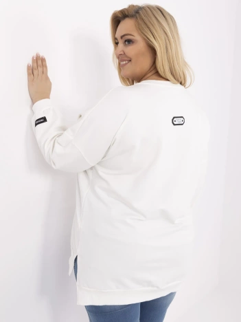 Ecru damska bluza plus size ze ściągaczami