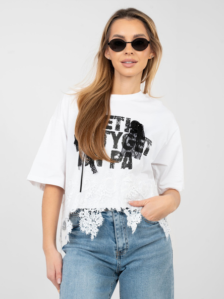 Biała damska bluzka oversize z kokardkami