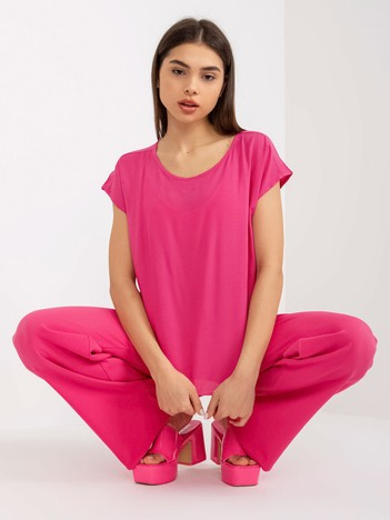 Ciemnoróżowa bluzka na co dzień z wiskozy SUBLEVEL