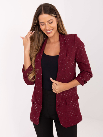 Bordowa elegancka marynarka z dżetami