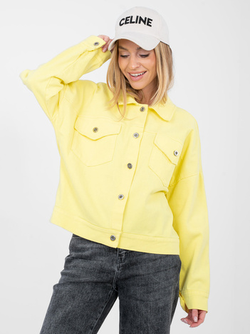 Żółta jeansowa kurtka z kieszeniami RUE PARIS