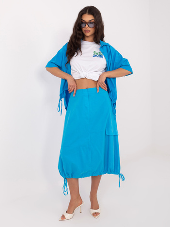 Niebieska sztruksowa spódnica typu cargo RUE PARIS