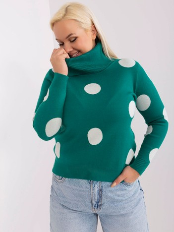 Ciemnomorski sweter plus size w grochy