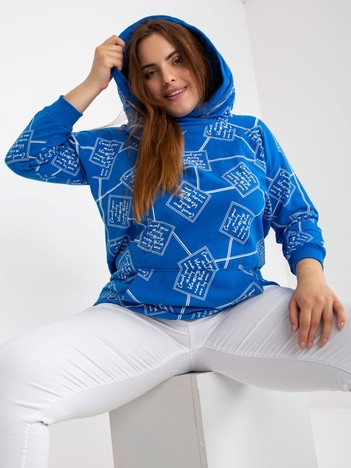 Ciemnoniebieska dresowa bluza plus size z nadrukiem