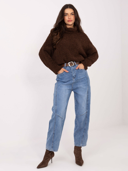 Niebieskie jeansy baloon z ozdobnym szwem