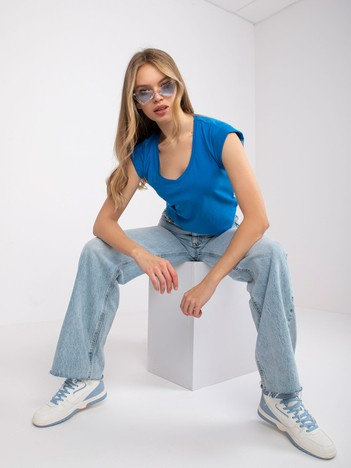 Ciemnoniebieski t-shirt basic Atlanta RUE PARIS