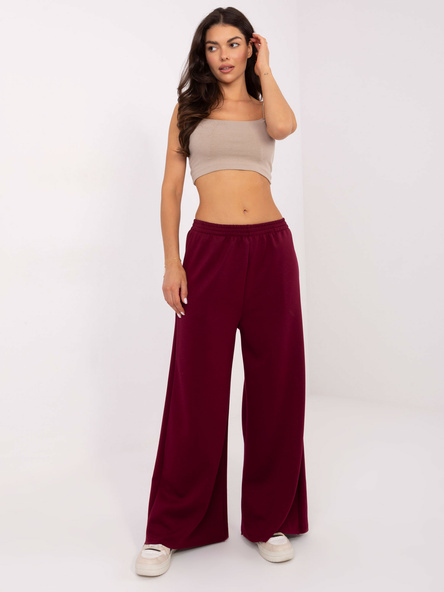 Bordowe dresowe spodnie bez zapięcia