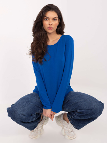 Kobaltowa casualowa bluzka z modalu