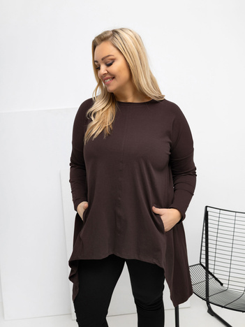 Czekoladowa bawełniana bluzka plus size