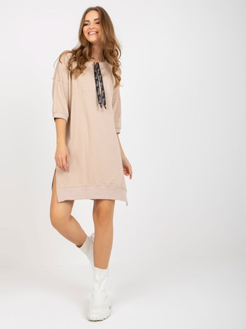 Jasnobeżowa bawełniana sukienka na co dzień Ernestine