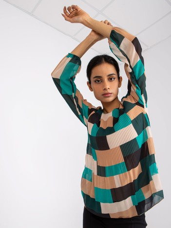 Zielono-beżowa wzorzysta bluzka Gabriella