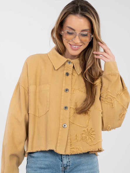 Camelowa jeansowa kurtka oversize RUE PARIS