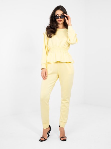 Pastelowy żółty damski komplet z baskinką RUE PARIS