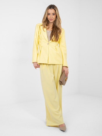 Jasnożółta skórzana marynarka z zapięciem na guzik RUE PARIS