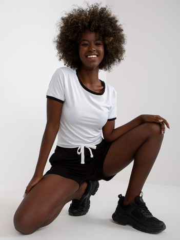 Biało-czarny letni komplet basic z bawełny