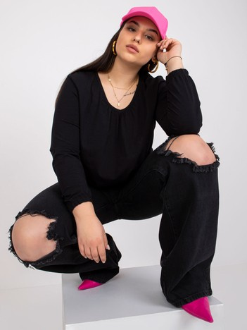 Czarna bluzka plus size z długim rękawem Hailey
