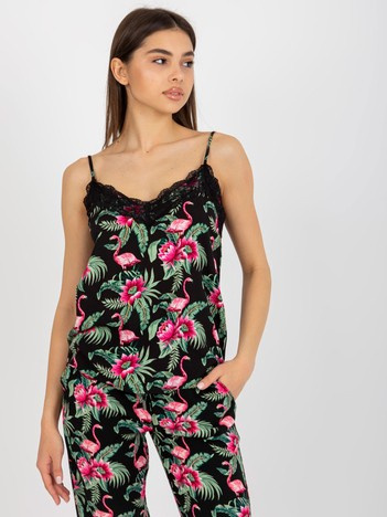 Top na ramiączkach z printem i koronką FRESH MADE