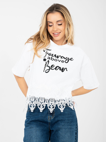 Biała bawełniana bluzka z napisami