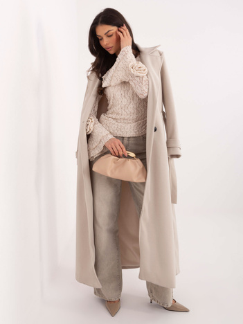 Jasnobeżowa koronkowa bluzka z podszewką