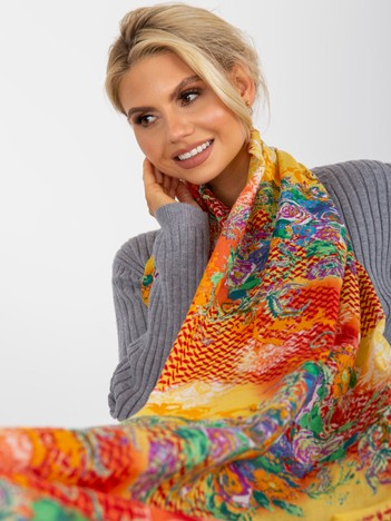 Czerwono-pomarańczowa duża chusta z bawełny