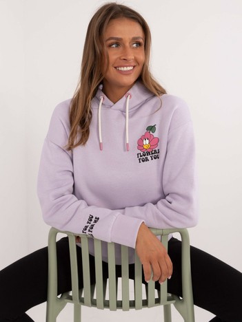 Liliowa bluza z nadrukiem i kapturem SUBLEVEL