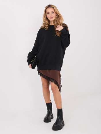 Czarna długa bluza basic bez kaptura