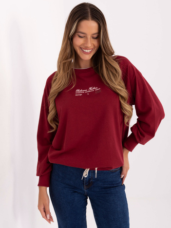 Bordowa damska bluza ze ściągaczem na dole