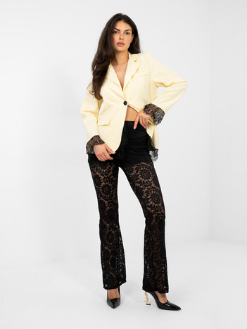 Czarne eleganckie spodnie dzwony z koronki RUE PARIS