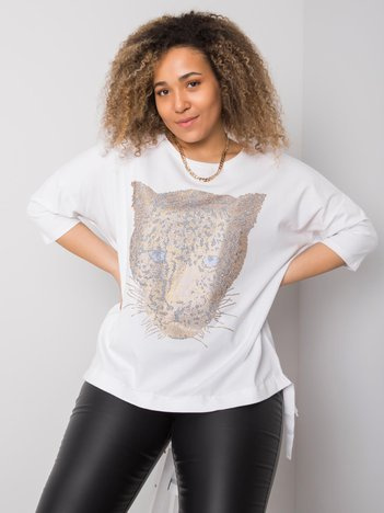 Biała bluzka plus size z aplikacją Darren