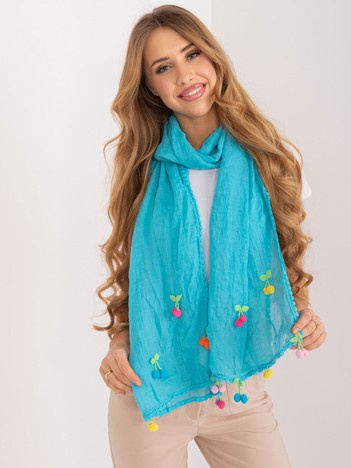 Niebieska długa chusta z aplikacją