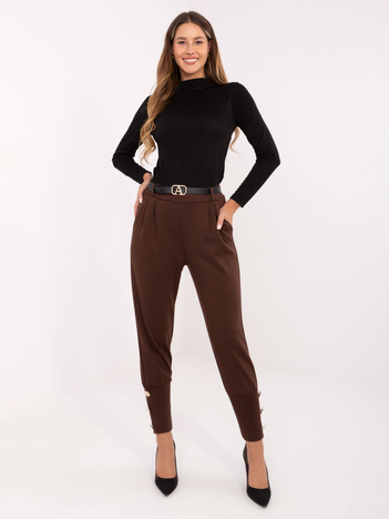 Ciemnobrązowe dresowe spodnie z ozdobnymi guzikami