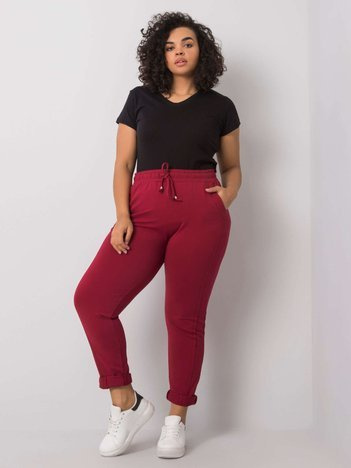 Bordowe spodnie dresowe plus size Alva