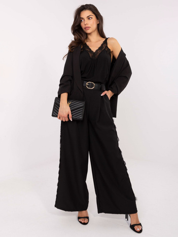 Czarna eleganckie spodnie z szeroką nogawką