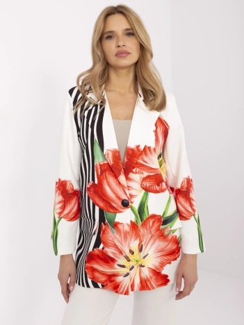 Kremowa jednorzędowa marynarka z podszewką