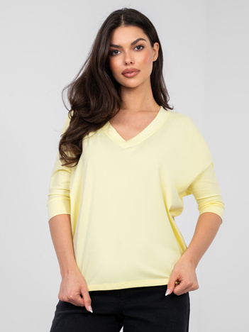 Pastelowa żółta bluzka basic z rękawem 3/4 RUE PARIS
