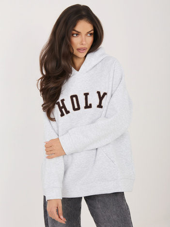 Jasnoszara melanżowa bluza oversize z ociepleniem RUE PARIS