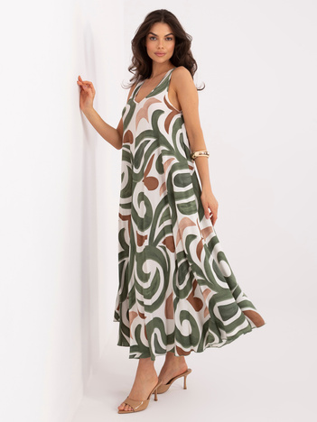 Khaki letnia sukienka we wzory