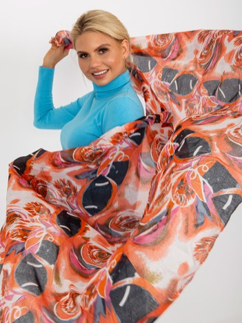 Pomarańczowa chusta we wzory z bawełny